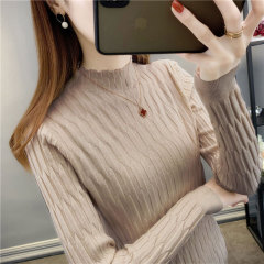 2022秋冬半高襟模様のセーターの女性の中に中襟の長袖の底のシャツの上着を掛けて女性の卸売りを修理します。