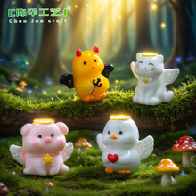 可爱猫猫小猪天使恶魔公仔萌粒 diy装饰品挂配件微景观桌面小摆件