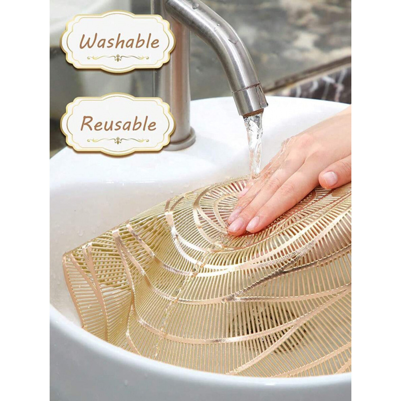 Flower Pattern Round Placemats 15inch PVC Material 394inch