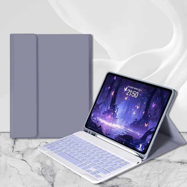 Purple -gray+ten inch keyboard+dual -mode Bluetooth mouse