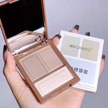 HERORANGE 三色高光修容一体盘哑光鼻影阴影粉饼女秋冬日常暖灰棕