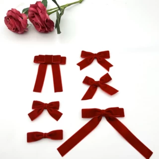 喜庆丝绒带小香风领结蝴蝶结配件装饰植绒带服装百搭气质飘带定制
