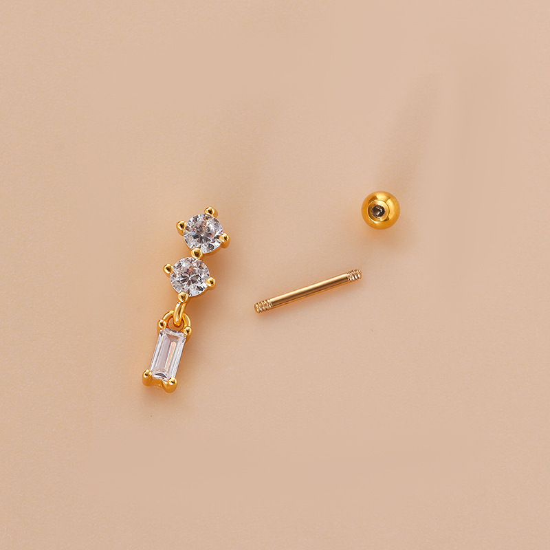 4g Weight Zircon Inlay Material Ear Studs Classification 1 Piece 316L Stainless Steel Copper Zircon Ear Cartilage Rings & Studs Butterfly Waterproof Non Tarnish Surgical Steel Women'S