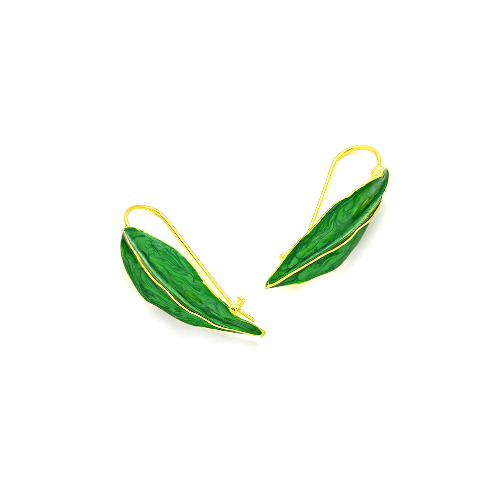 Enamel Design 1 Pair Sweet Leaf Enamel Zinc Alloy Earrings
