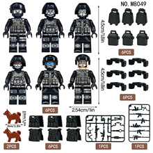 幽灵特种队黑色6款人仔战斗小颗粒公仔模型背包武器配件狗腰M8049