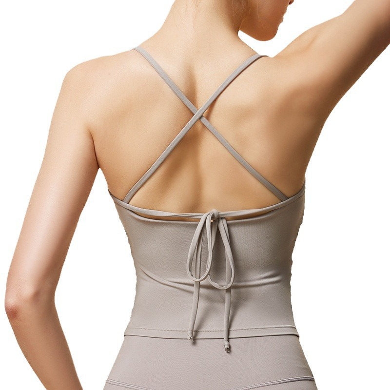 Nueva Cruz delgada correa de hombro deportes yoga chaleco que adelgaza la cintura pequeña taza fija sujetador fitness running ropa interior para las mujeres