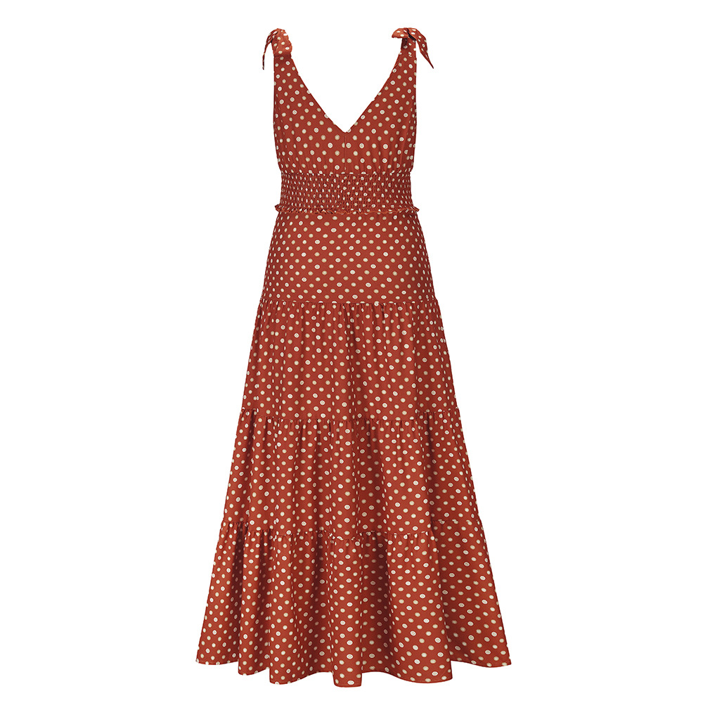 suspender V-neck polka dot slim large swing dress NSHYG118148