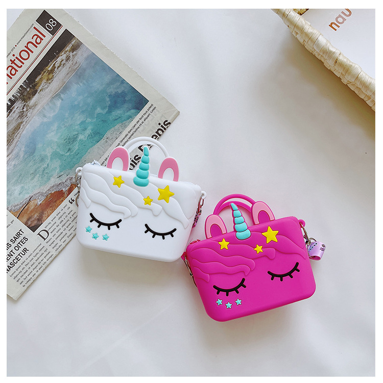 90g Weight Nylon Lining Material Zipper Closure Type Single Shoulder Strap Strap Type Animal Pattern White, Pink, Red Color Cute Cartoon  Silicone Bag 22