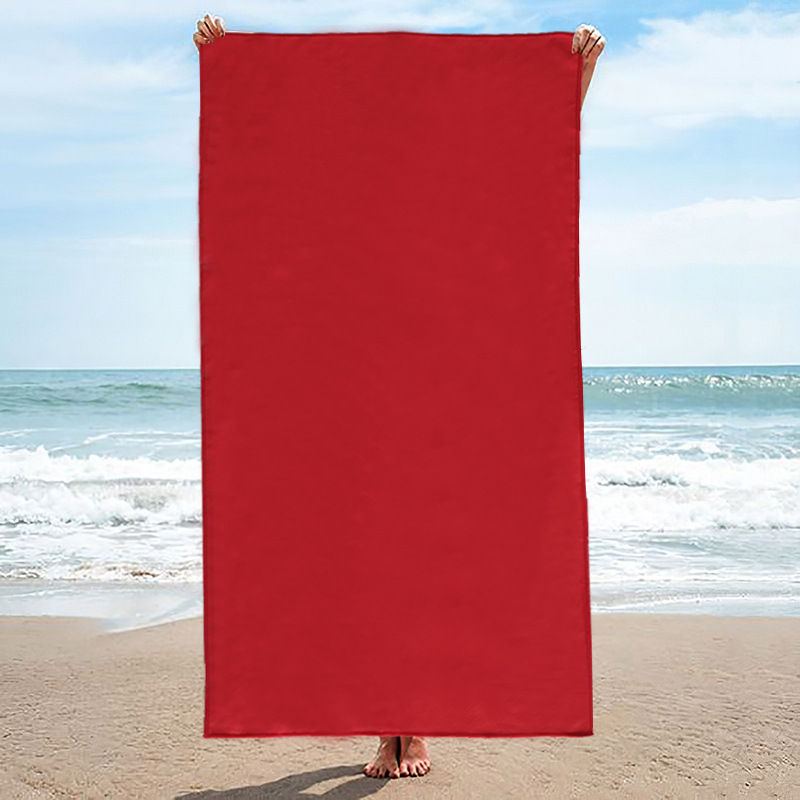 Toalla de playa de secado rápido de microfibra ultrafina, portátil, de doble cara, tipo terciopelo, con protección solar y logotipo personalizado, suministro directo de fábrica