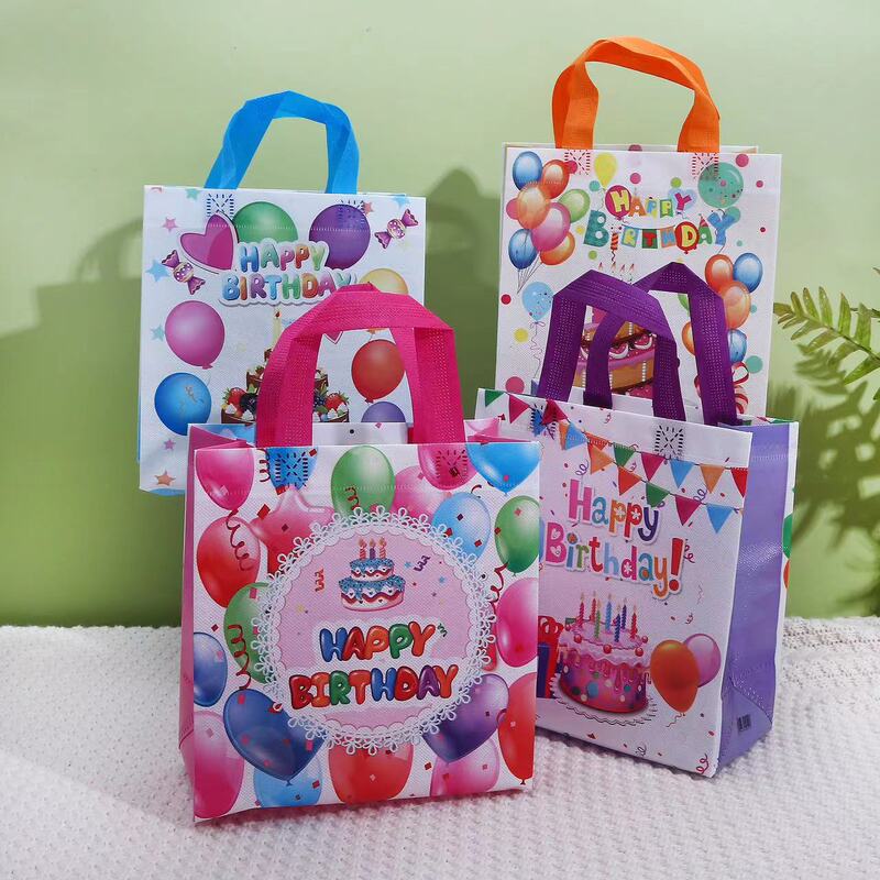Non-woven English cartoon birthday gift bag non-woven handbag printed takeaway bag shopping bag Non-woven English cartoon birthday gift bag non-woven handbag printed takeaway bag shopping bag