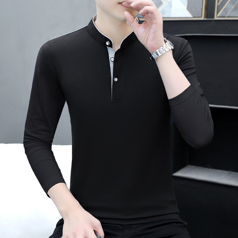 Camisetas POLO transfronterizas de primavera y otoño para hombre, camisetas básicas modernas para negocios, camisetas POLO versátiles de manga larga para jóvenes, ropa masculina de comercio exterior. image 8