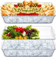 冰镇透明保鲜盘 食品级塑料冷餐盘 多功能派对聚会水果蔬菜沙拉盘