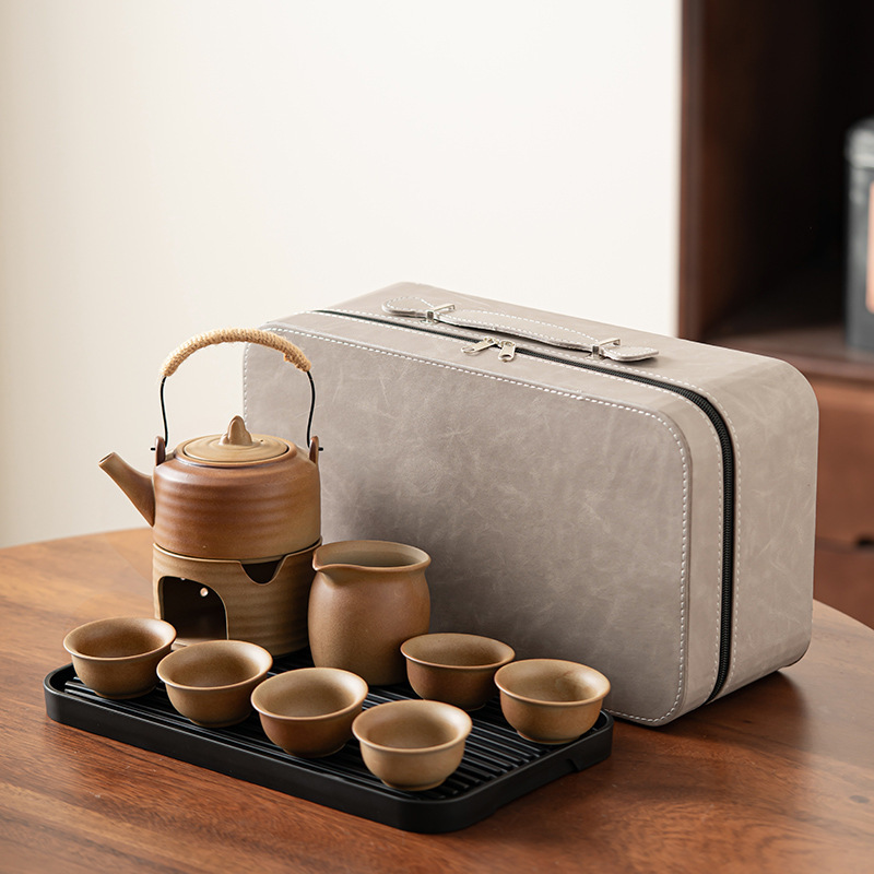 Coarse Pottery Kung Fu Travel Tea Set Warm Tea Stove Outdoor Camping Style Tea Making Portable Business Gift Gift Custom Logo Coarse Pottery Kung Fu Travel Tea Set Warm Tea Stove Outdoor Camping Style Tea Making Portable Business Gift Gift Custom Logo