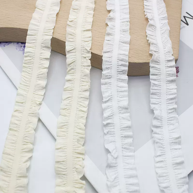 现货2.3cm仿棉双边荷叶边弹力木耳带皱褶布艺玩偶diy娃衣服装辅料