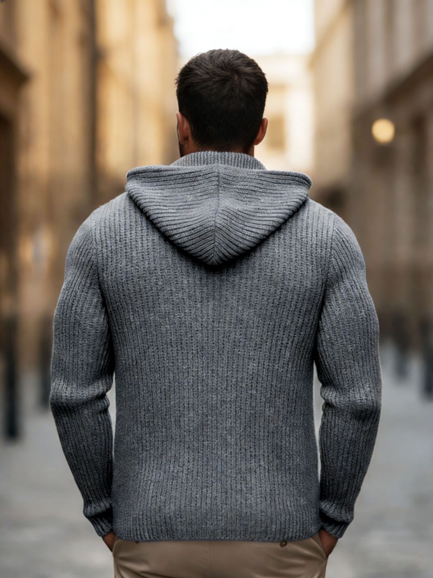 Estación independiente primavera y otoño chaqueta de cremallera de punto para hombres suéter sólido y pesado con capucha suéter de moda para hombres transfronterizos Europa y Estados Unidos image 3