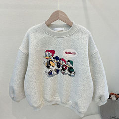 童裝新款男童洋氣印花衛衣保暖卡通印花圓領加絨中小童上衣潮0031