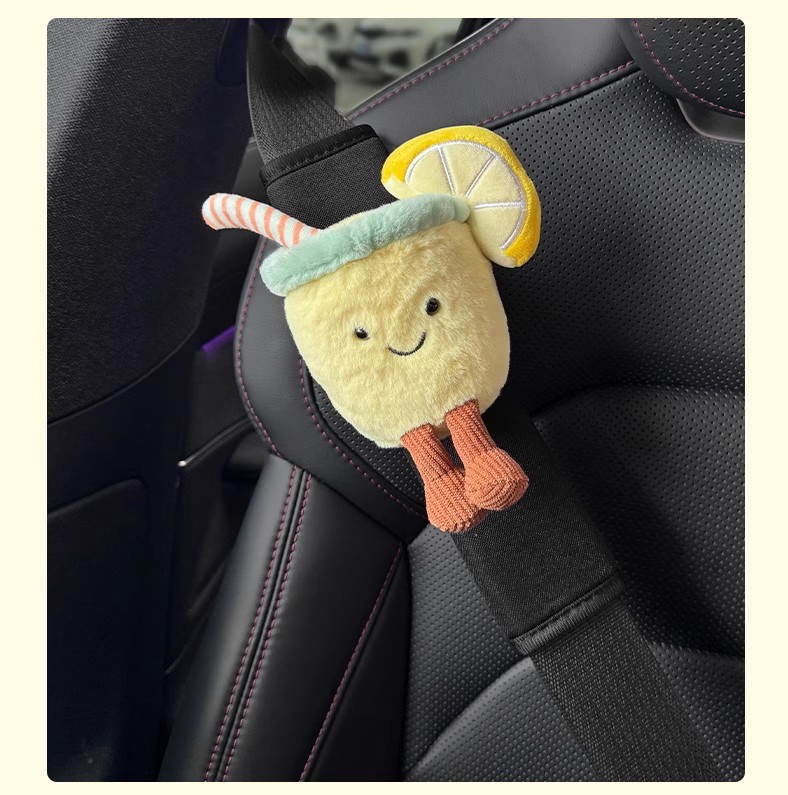 New Lemon Coconut Water Car Seatbelt Shoulder Protector Anti-Neck Strain Women's Decorative High-End Plush Shoulder Cover