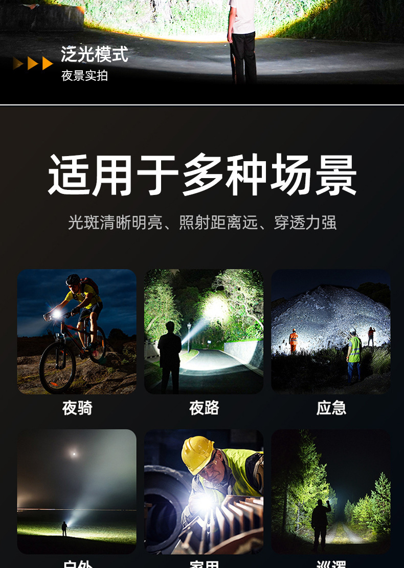 High Brightness Ultra-Bright Flashlight Strong Light Charging Outdoor Laser Home Mini Portable Durable Multi-Function Long Battery Life