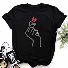 ���羳ŷ�롿Maycaur New Finger Heart T Shirt Women Tops Kore