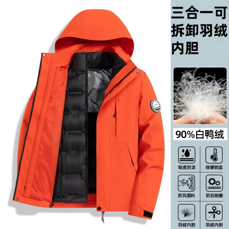 骆陀同款户外冲锋衣女通用防风防水保暖外套三合一射击登山服男|undefined