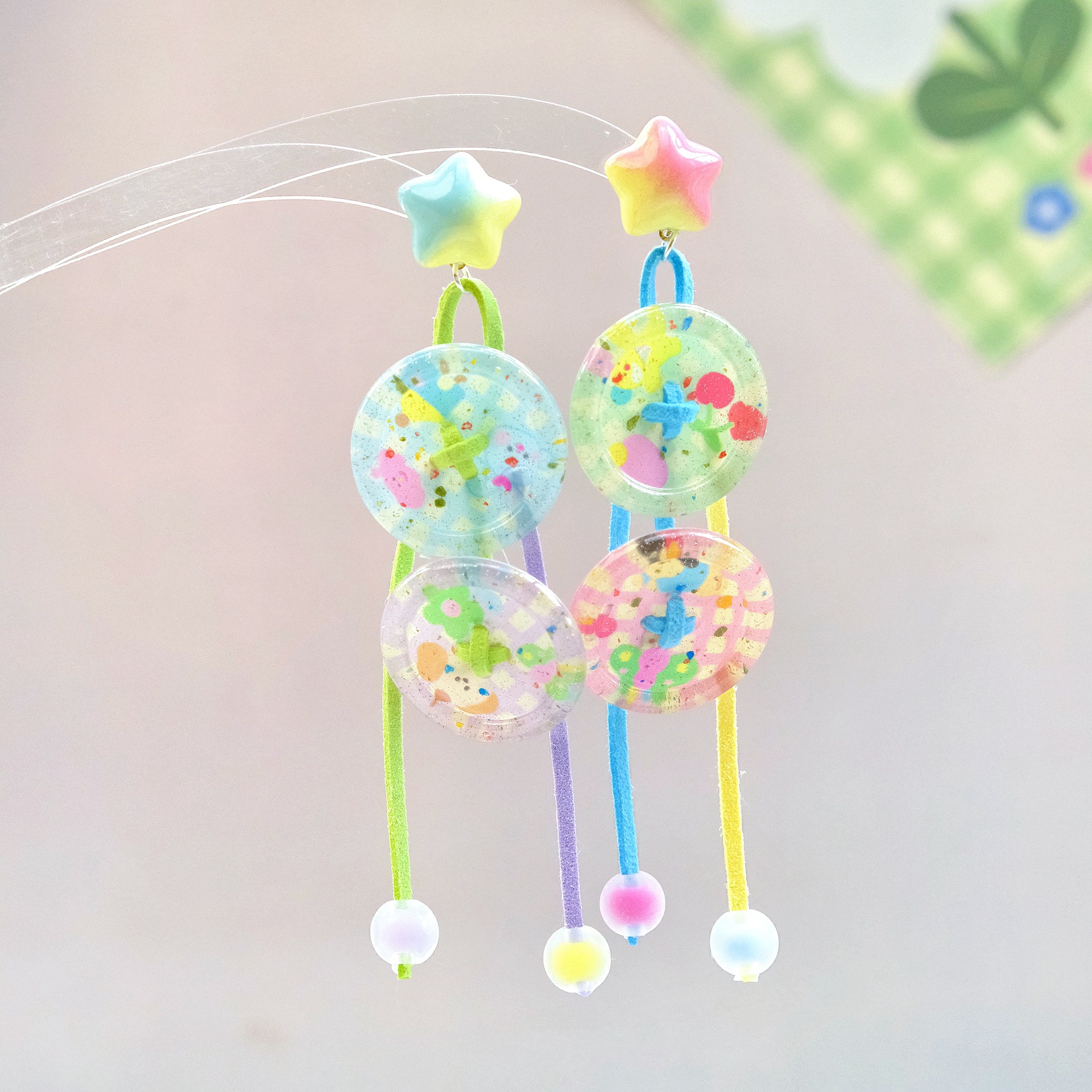 새로운 원형 컬러 단추 오각별 은침