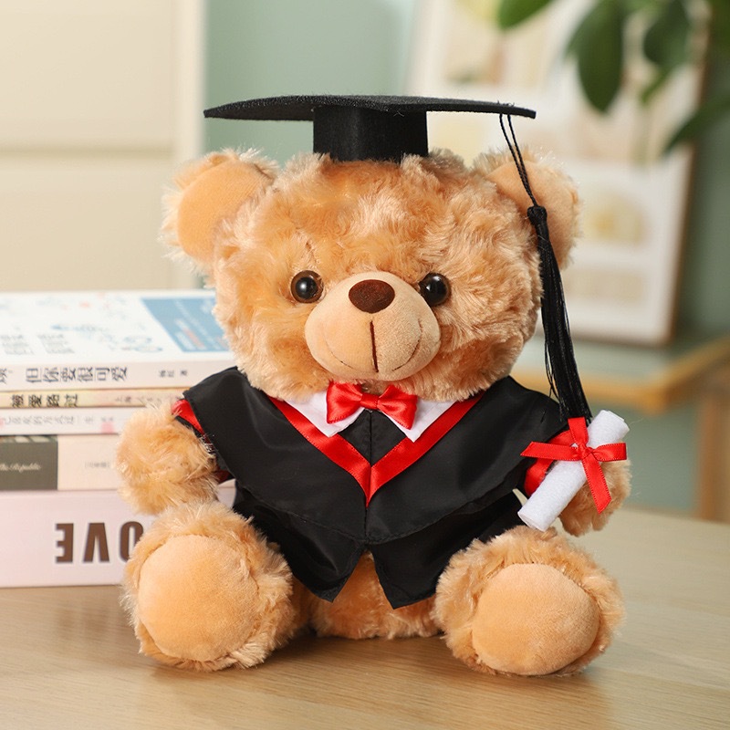 Graduation Doctor Bear Puppy se puede imprimir logotipo maestro de licenciatura Teddy Bear muñeca regalo de graduación