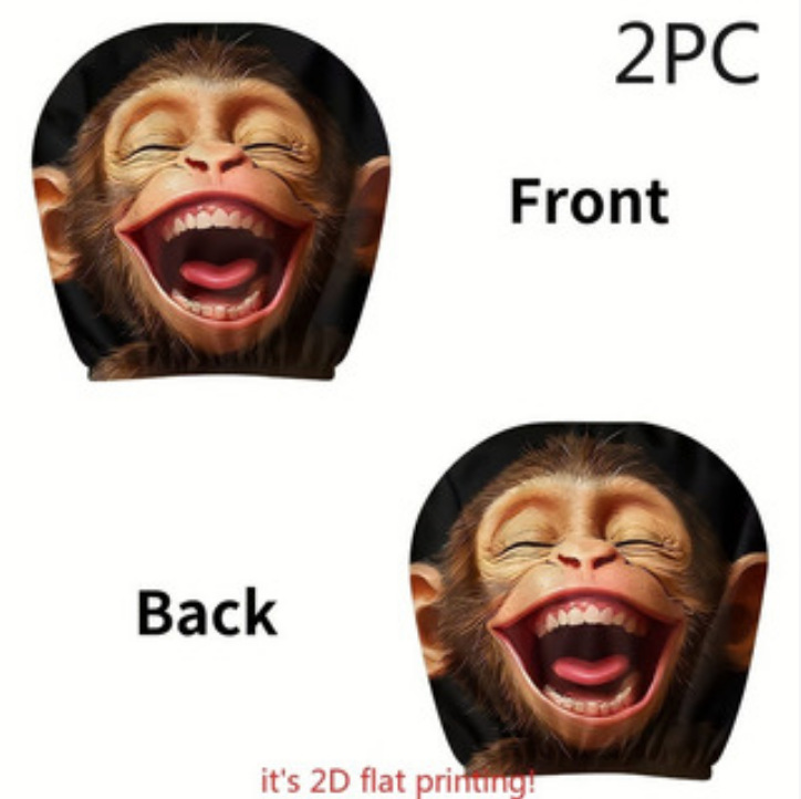 Universal Printed Headrest Covers for Cars, Various Quirky Prints, Polyester, Breathable, Antibacterial, Does Not Shrink or Become Hard