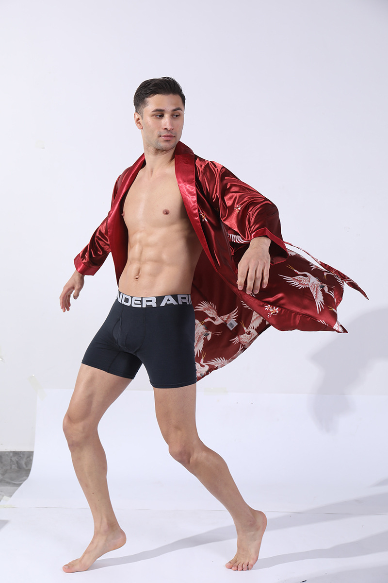 men's summer silk bathrobe pajamas men's summer thin ice silk pajamas plus size bathrobe home clothes_voghion.com