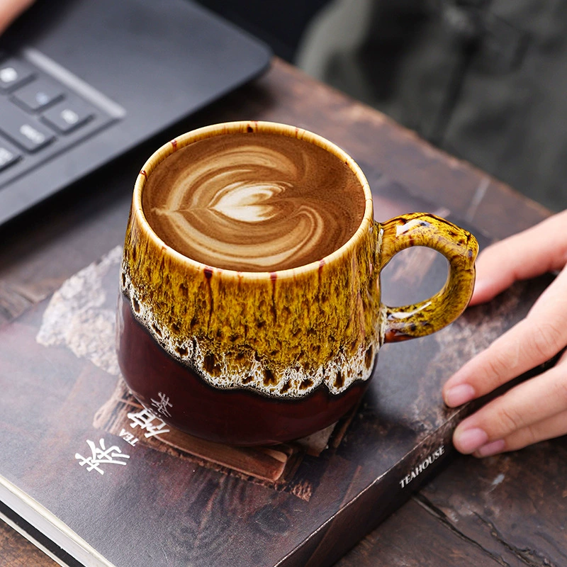 Coffee big ceramic tea cup for home use, high quality handle for beloved