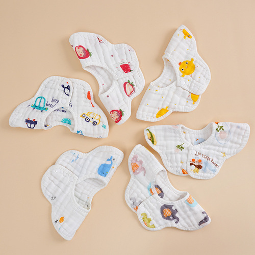 Baby Bibs Infant Saliva Towel Gauze 8 Layers Pure Cotton Newborn Waterproof Bib Children Petal Bib Baby Supplies 