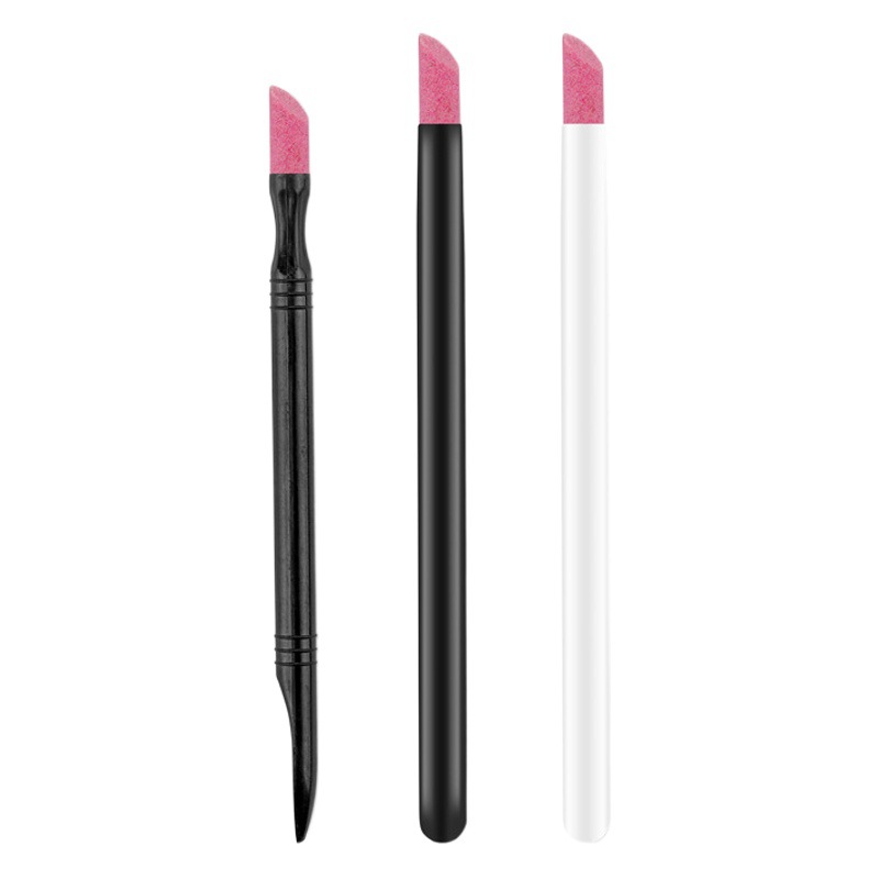 Herramientas de uñas transfronterizas conjunto de tres piezas talla de molienda cerámica palo de cuarzo pluma exfoliante superficie de uñas pluma de pulido de uñas