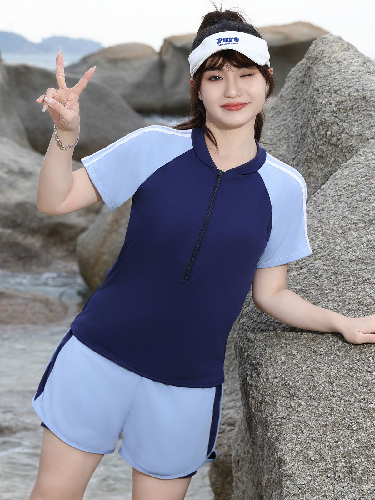 Trajes de baño deportivos separados conservadores cubren el estómago delgado gran tamaño graso mm primavera de estudiantes 2024 nuevos trajes de baño