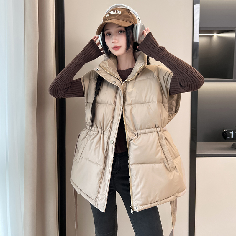 ウエストベスト女性の秋と冬の新しいスタンドカラー 2025 韓国スタイルルーズファッション厚い綿ベスト西洋スタイルジャケットトレンディ|undefined