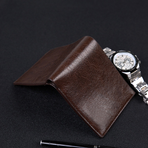 Men's short wallet, new soft leather wallet, college students 'thin wallet, Dad