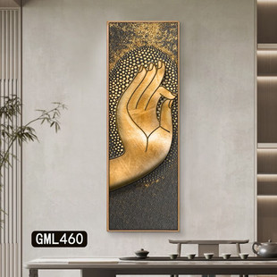 Ringer impression Buddha hand Lotus decorative painting tea room Zen hanging painting hotel hallway corridor vertical version Buddha style Buddha Hall