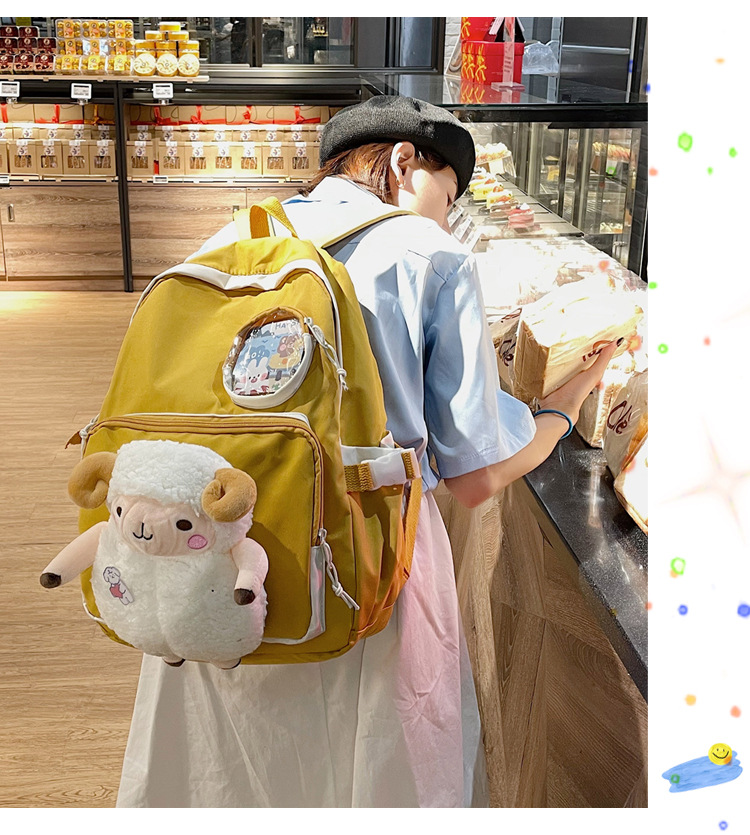 Korean Sheep Pendant Large Capacity Backpack Wholesale display picture 7