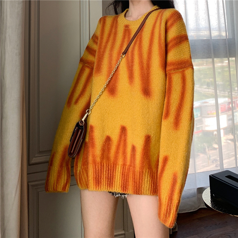 Transfronteriza suéter impreso ropa de mujer Primavera y otoño 2023 nuevo jersey estilo coreano Suelta todo fósforo ropa de abrigo suéter abrigo image 10