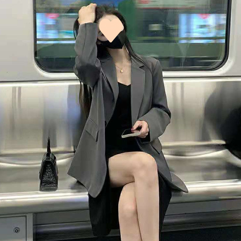 女性用の春と秋のコート、メイラードのホットスタイル、韓国の高級スリットスーツ、小柄な人向け、太った人向けのゆったりとしたカジュアルなスタイル|undefined