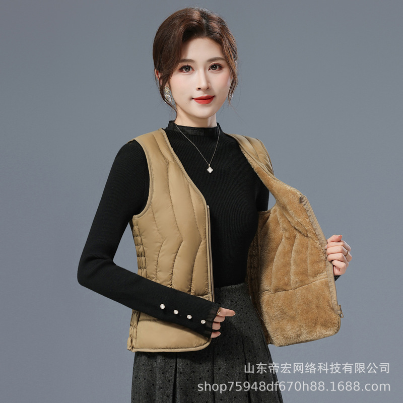 2025女士秋冬新款加绒棉马甲加厚大码中老年内穿保暖棉服马夹背心|undefined