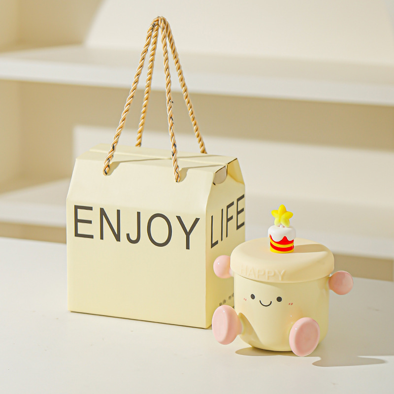 Creativa pintada a mano linda muñeca taza de dibujos animados taza de cerámica taza de café taza de pareja de oficina en casa taza de regalo