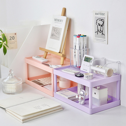 Pure white multi-layer desktop storage rack kitchen plastic organizer bathroom countertop cosmetics storage rack storage rack