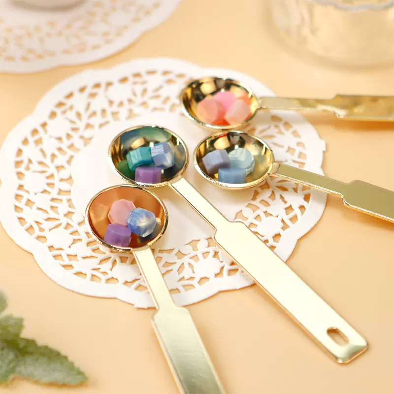 加热蜡粒配件火漆印章密封请柬封口可用工具不锈钢镀金色火漆勺