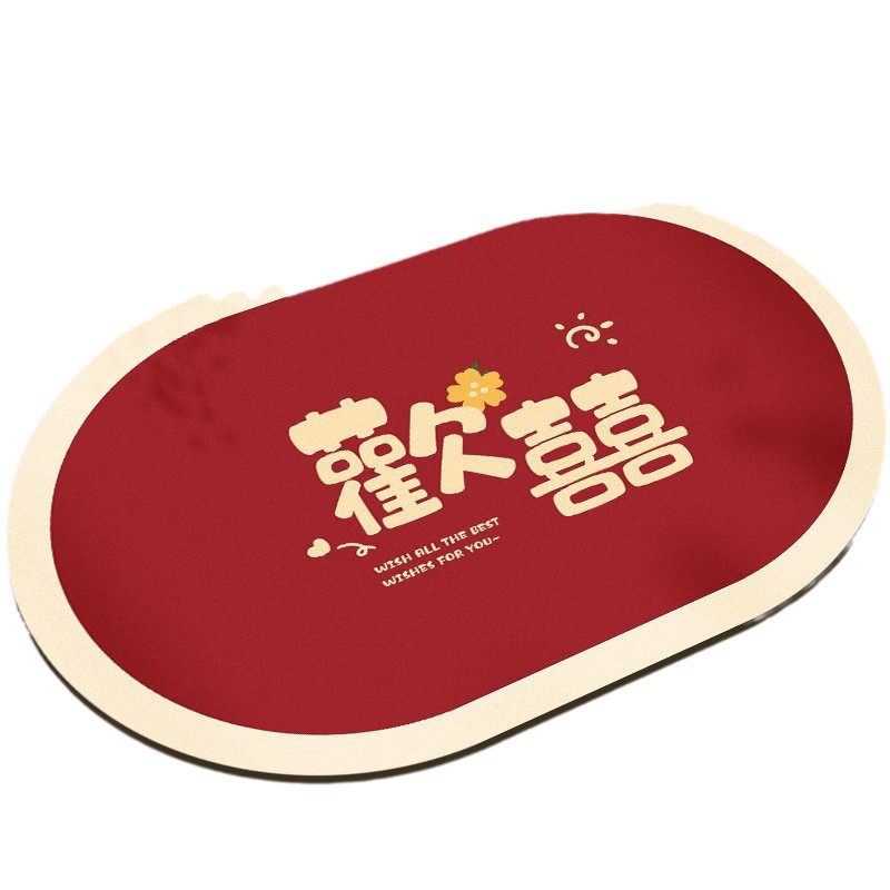 Baño de barro de diatomeas alfombra de suelo de absorción de agua Año Nuevo Festival de Primavera inodoro puerta inodoro antideslizante alfombra de boda alfombra festiva