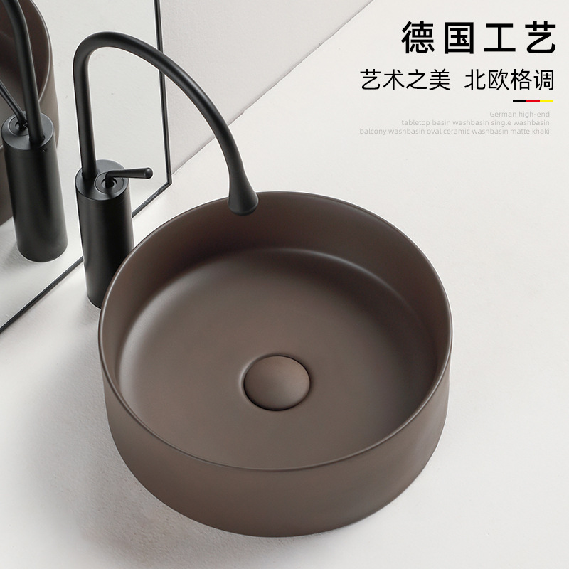 Colorful Ceramic Countertop Basin Round Washbasin for Home Bathroom Mini Art Washbasin Balcony Washbasin