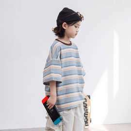 男童短袖t恤夏装2025新款中大儿童夏季半袖棉体恤男孩上衣洋气T潮