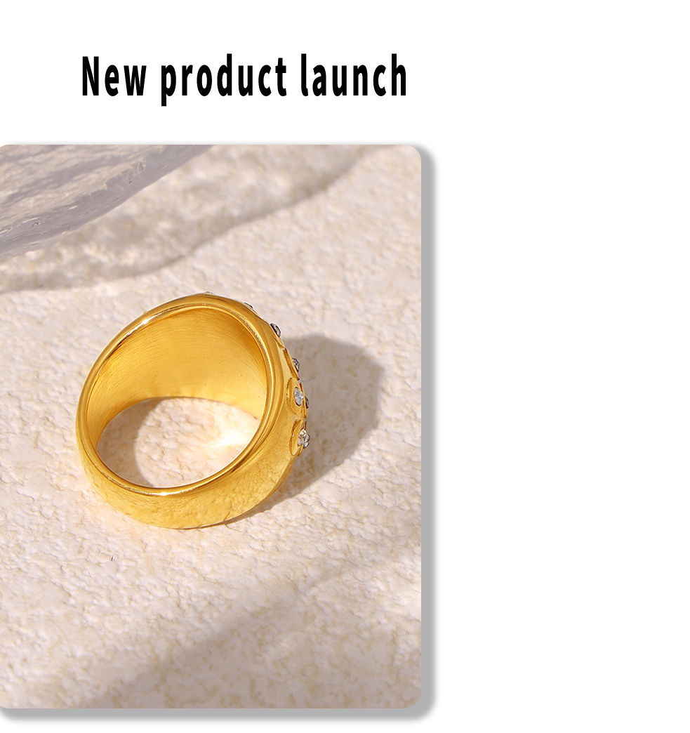 Sparkling Diamond Ring For Women Wide Titanium Steel Bubble Ring_voghion.com