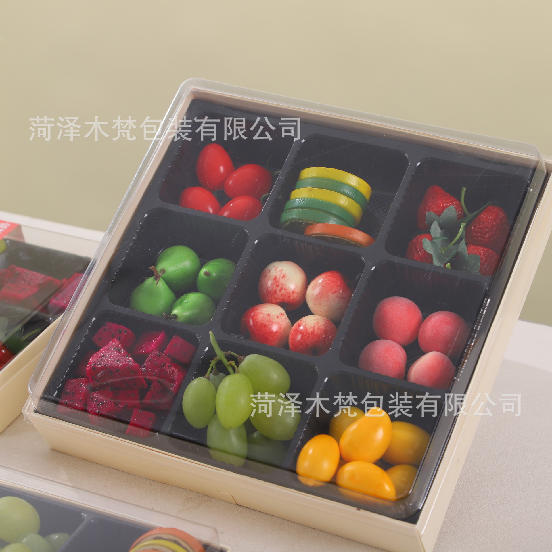 网红九宫格四分格打包盒子水果果切包装盒纸塑大方形果蔬鲜果