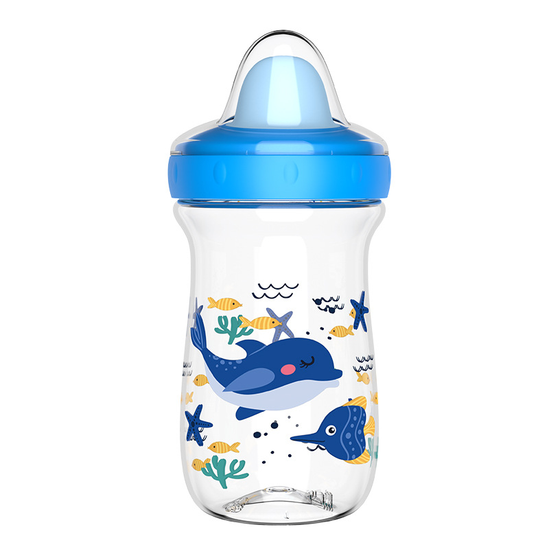 Caricatura de gran capacidad bebés tazas de agua de boca de pato bebés agua potable portátil anticaídas tazas de aprendizaje de bebés cubiertos de entrenamiento