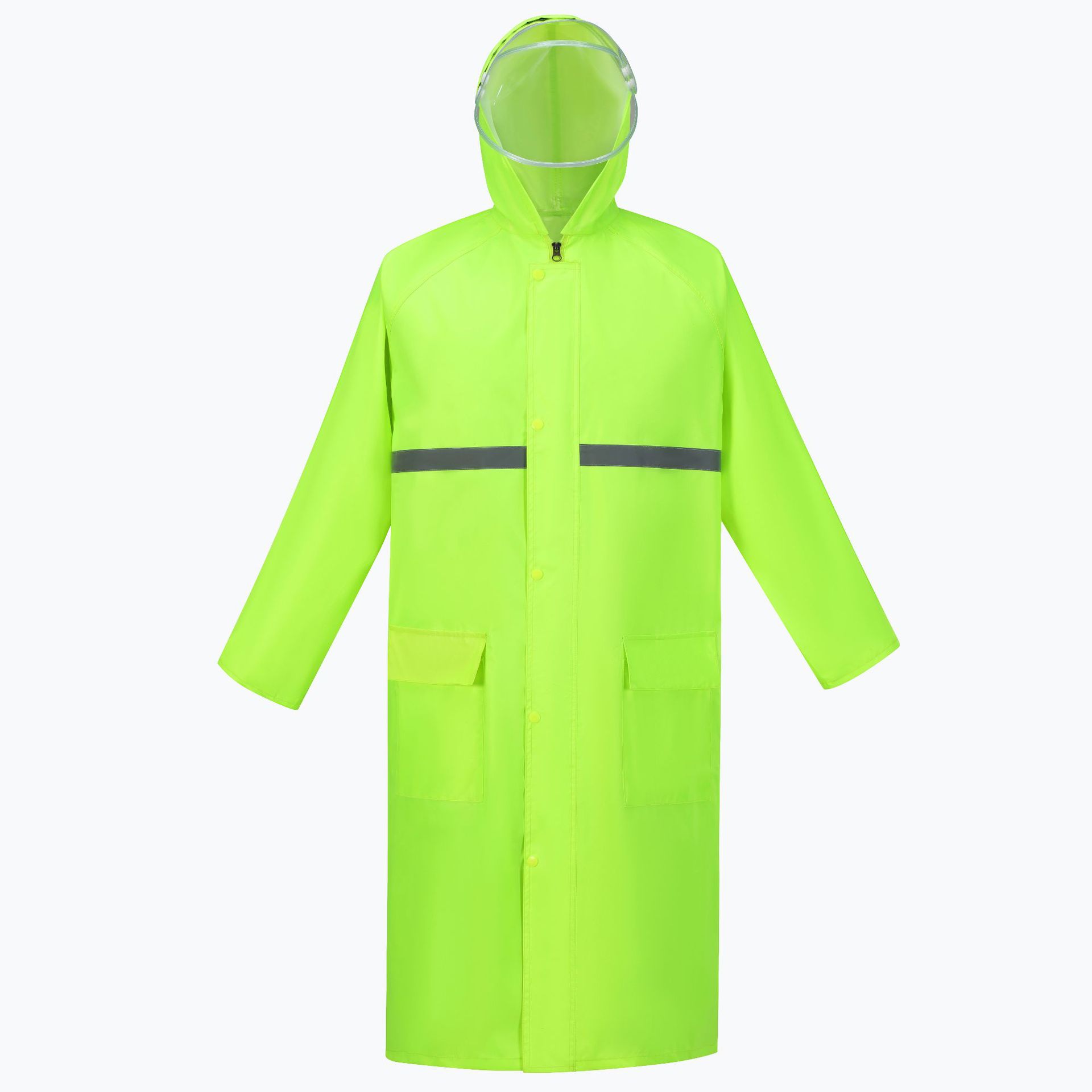 Una chaqueta de lluvia larga y gruesa a prueba de tormentas de todo el cuerpo caminando en servicio sanitario al aire libre chaqueta de lluvia de emergencia reflectante