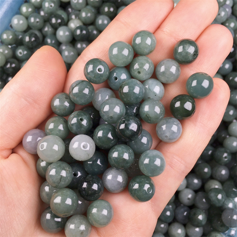 Natural Jadeite Bead A Grade Myanmar Jade Beads Oil Green Beads Ice Type DIY Necklace Bracelet Jade Beads Necklace